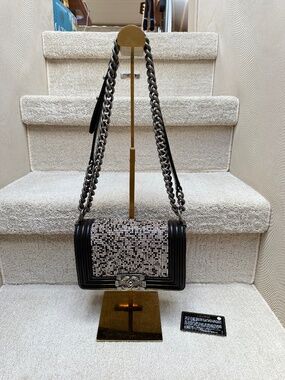 Chanel Boy Bag Small Black Swarovski Crystal Embellished Pre-Owned